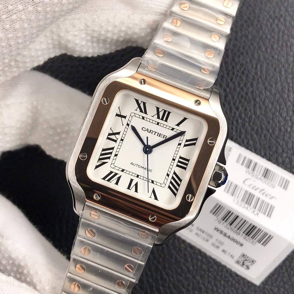 CARTIER SANTOS LADY 35.1MM ROSE GOLD STEEL