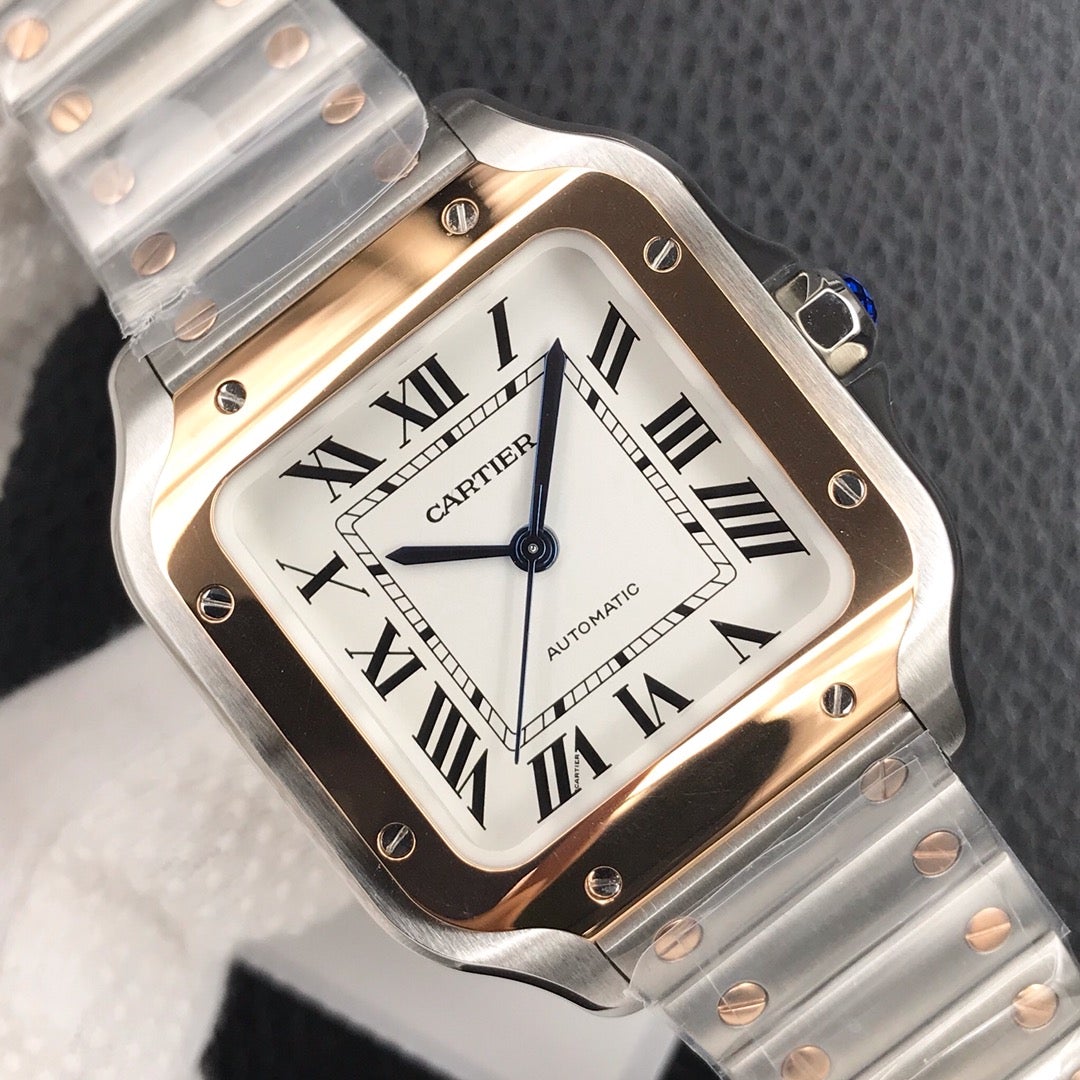 CARTIER SANTOS LADY 35.1MM ROSE GOLD STEEL