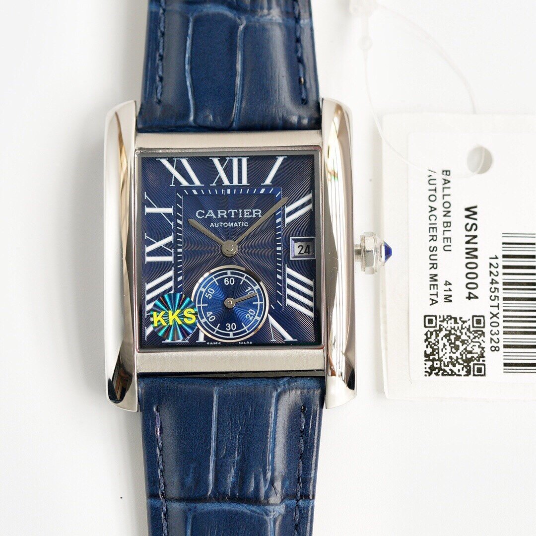 CARTIER TANK MC SECOND TIME STEEL CASE LEATHER