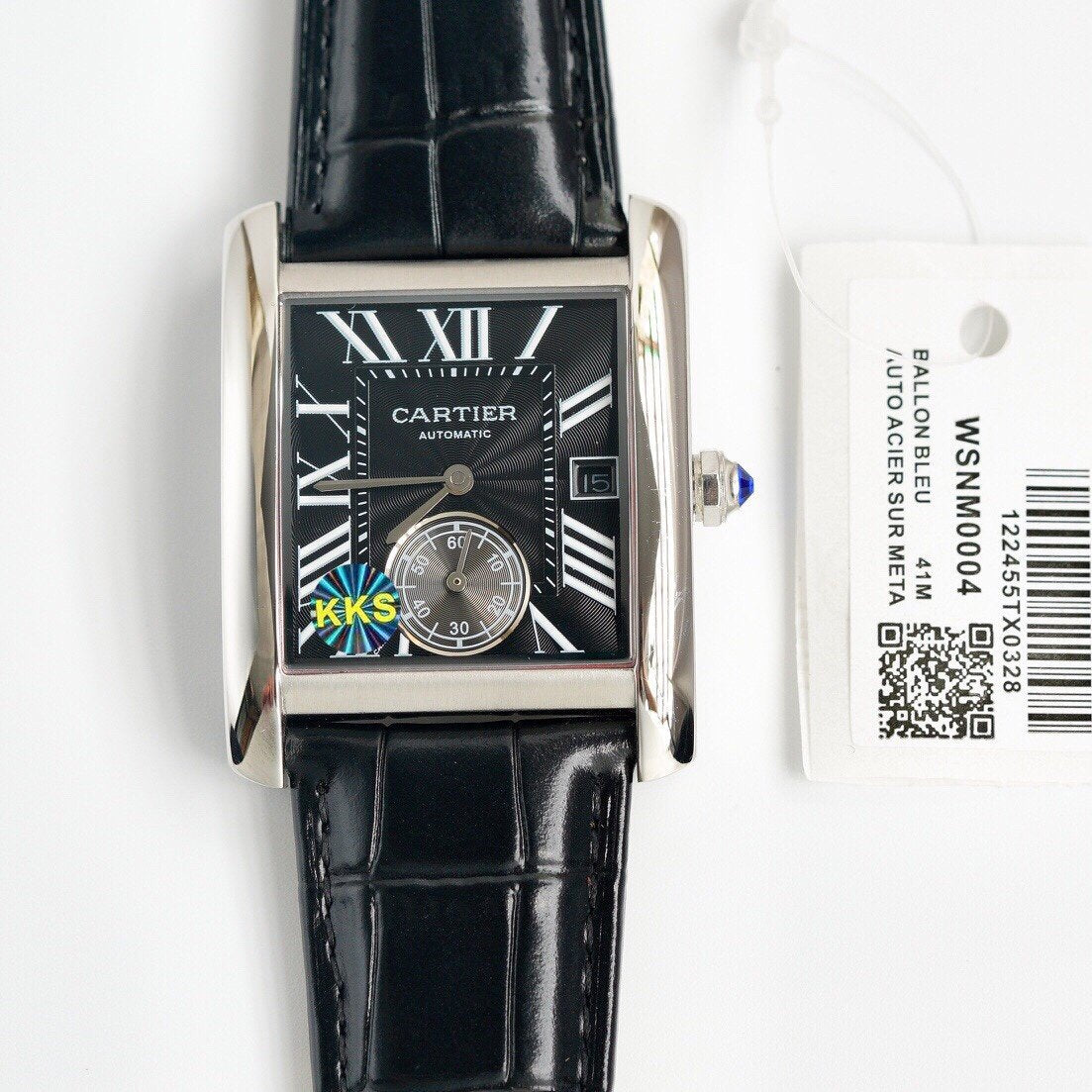 CARTIER TANK MC SECOND TIME STEEL CASE LEATHER