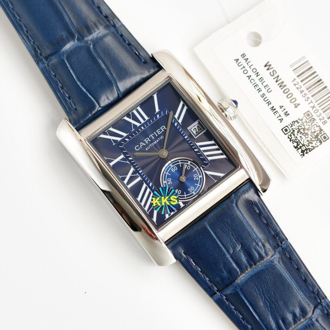 CARTIER TANK MC SECOND TIME STEEL CASE LEATHER