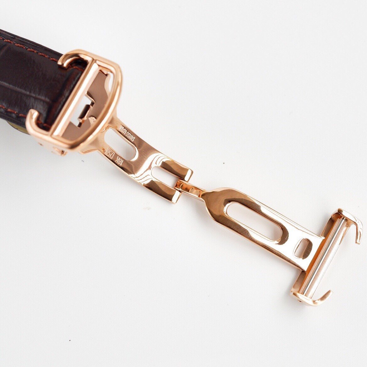CARTIER TANK MC SECOND TIME ROSE GOLD CASE LEATHER