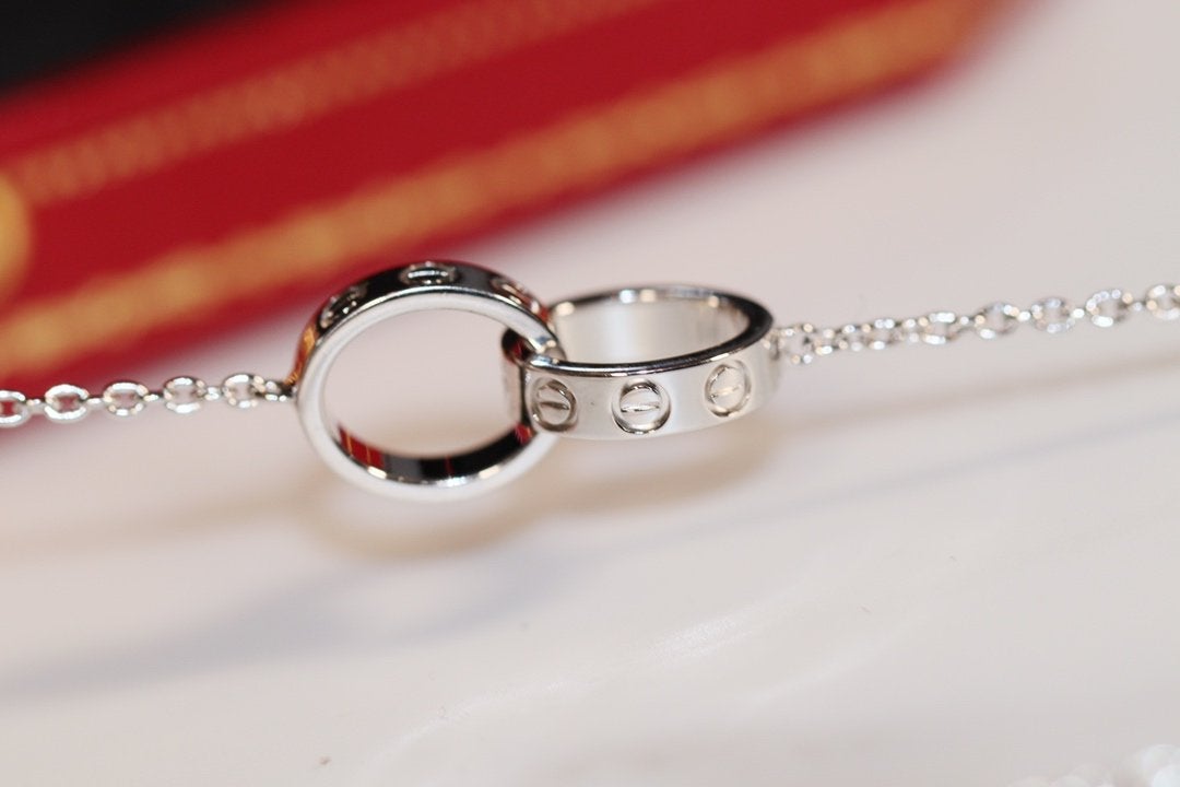CARTIER LOVE NECKLACE PINK GOLD AND SILVER