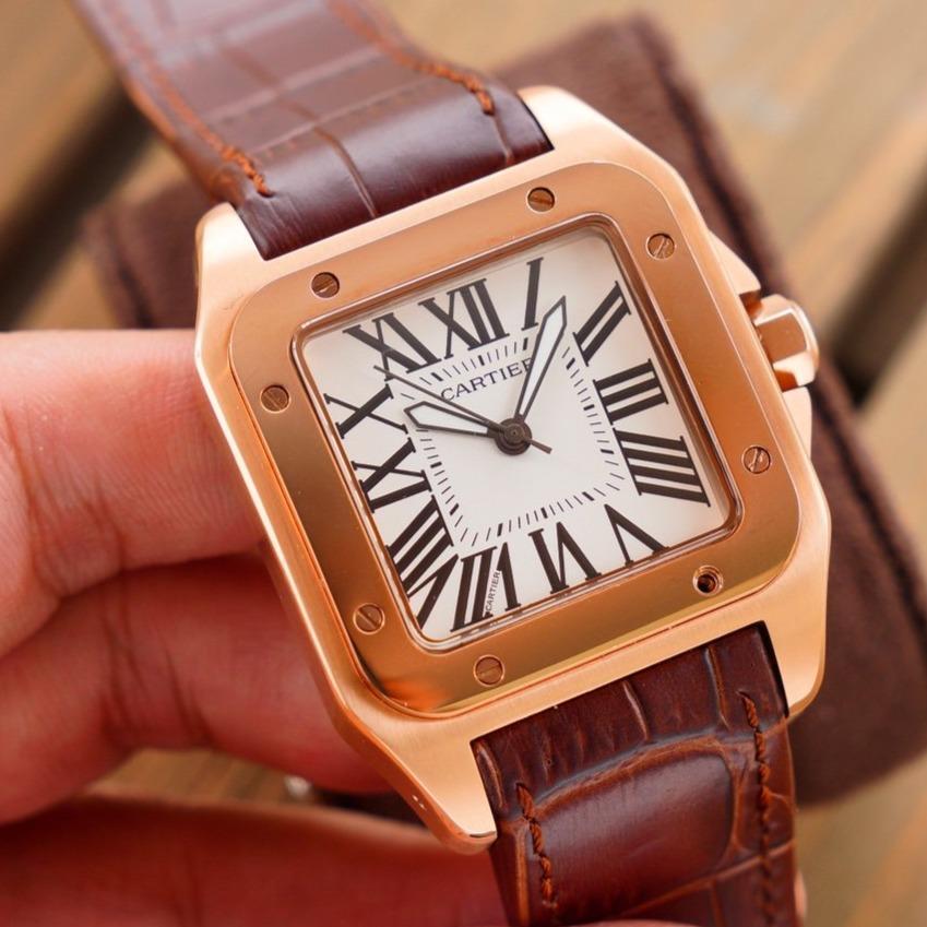 CARTIER SANTOS 100XL 42MM STAINLESS STEEL LEATHER