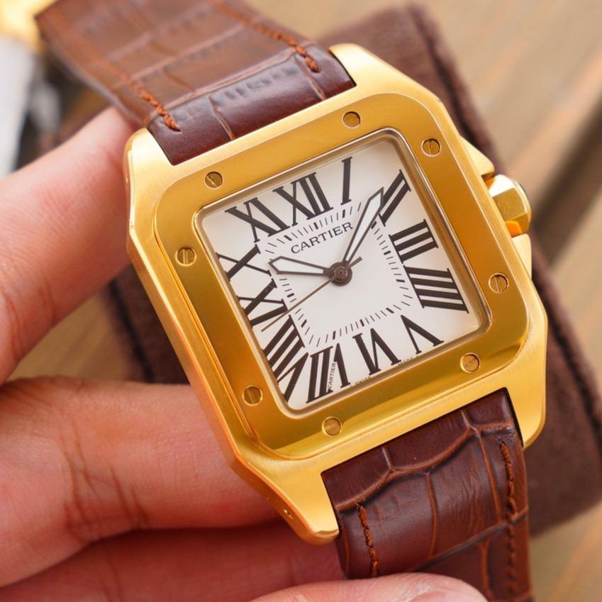 CARTIER SANTOS 100XL 42MM STAINLESS STEEL LEATHER