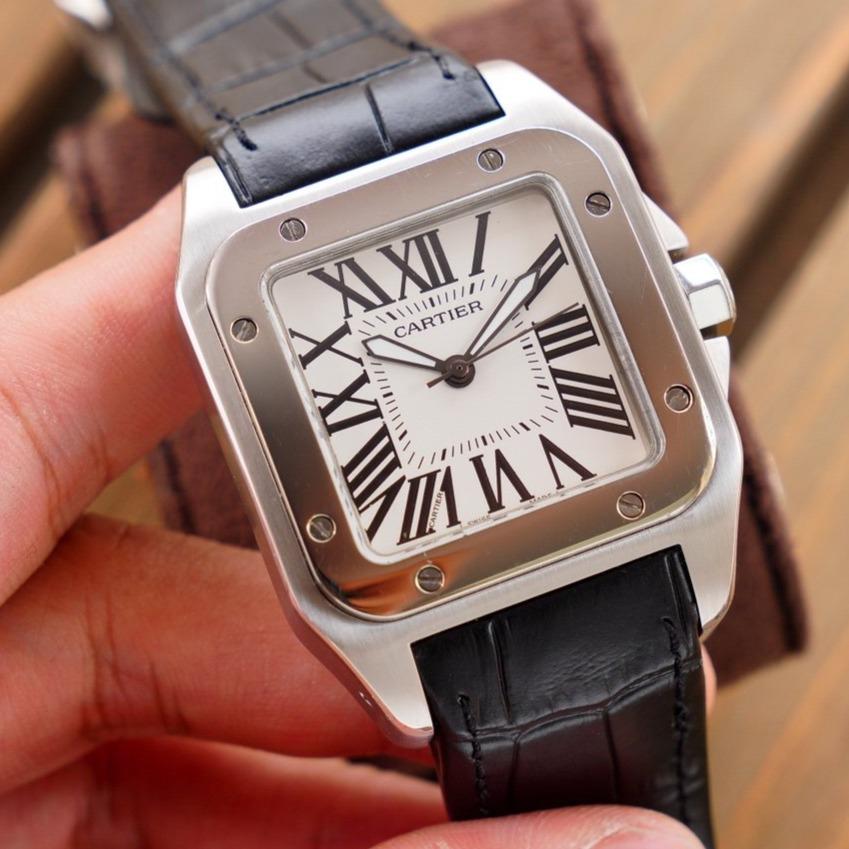 CARTIER SANTOS 100XL 42MM STAINLESS STEEL LEATHER