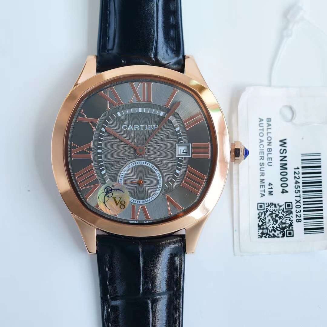 CARTIER DRIVE DE CARTIE SECOND TIME ROSE GOLD CASE LEATHER