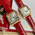 CARTIER SANTOS DUMONT QUARTZ ROSE GOLD CASE DIAMOND BEZEL