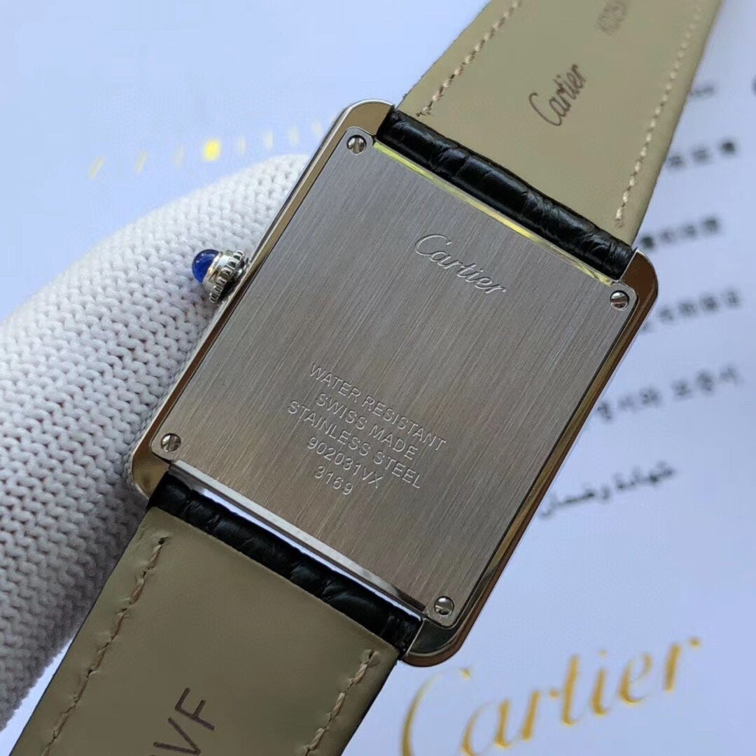 CARTIER TANK LOUIS QUARTZ STEEL CASE DIAMOND BEZEL