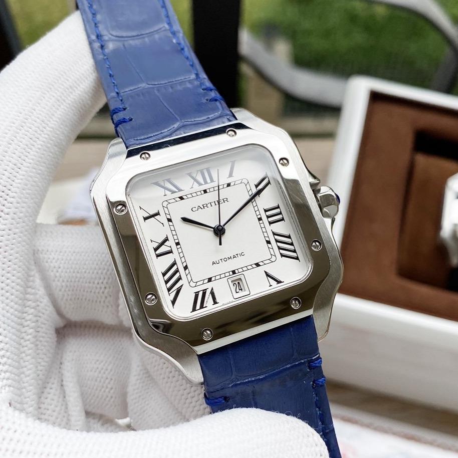 CARTIER SANTOS DE CARTIE 39MM STEEL CASE LEATHER STRAP