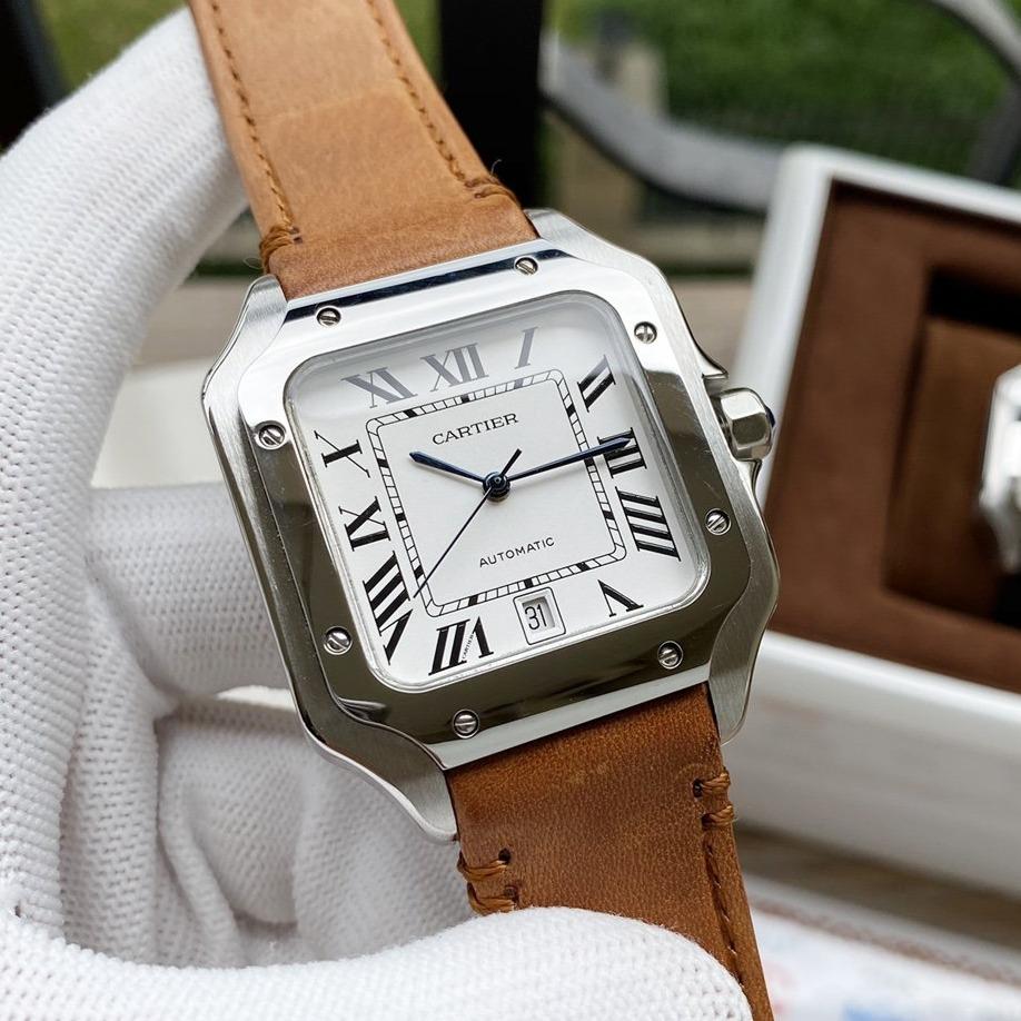 CARTIER SANTOS DE CARTIE 39MM STEEL CASE LEATHER STRAP