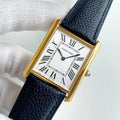 CARTIER TANK SOLO QUARTZ GOLD CASE CALF SKIN