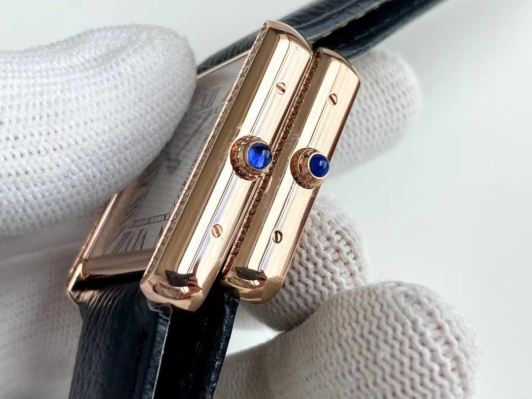CARTIER TANK SOLO QUARTZ DIAMOND BEZEL CALF SKIN