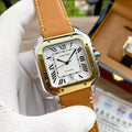 CARTIER SANTOS 38MM GOLD STEEL AUTOMATIC LEATHER