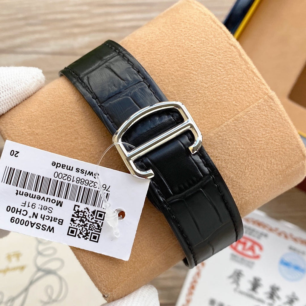 CARTIER SANTOS 38MM GOLD STEEL AUTOMATIC LEATHER