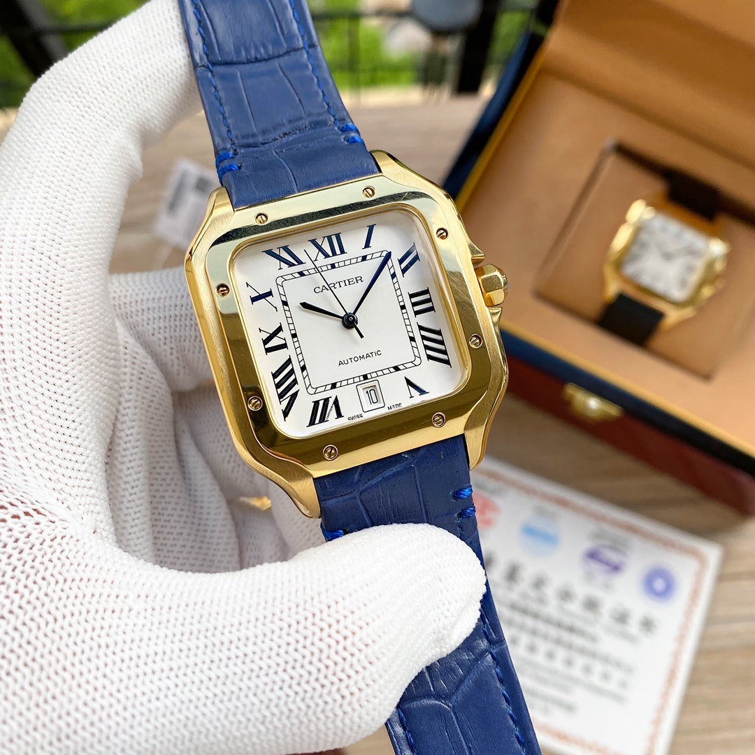CARTIER SANTOS 38MM GOLD CASE AUTOMATIC LEATHER