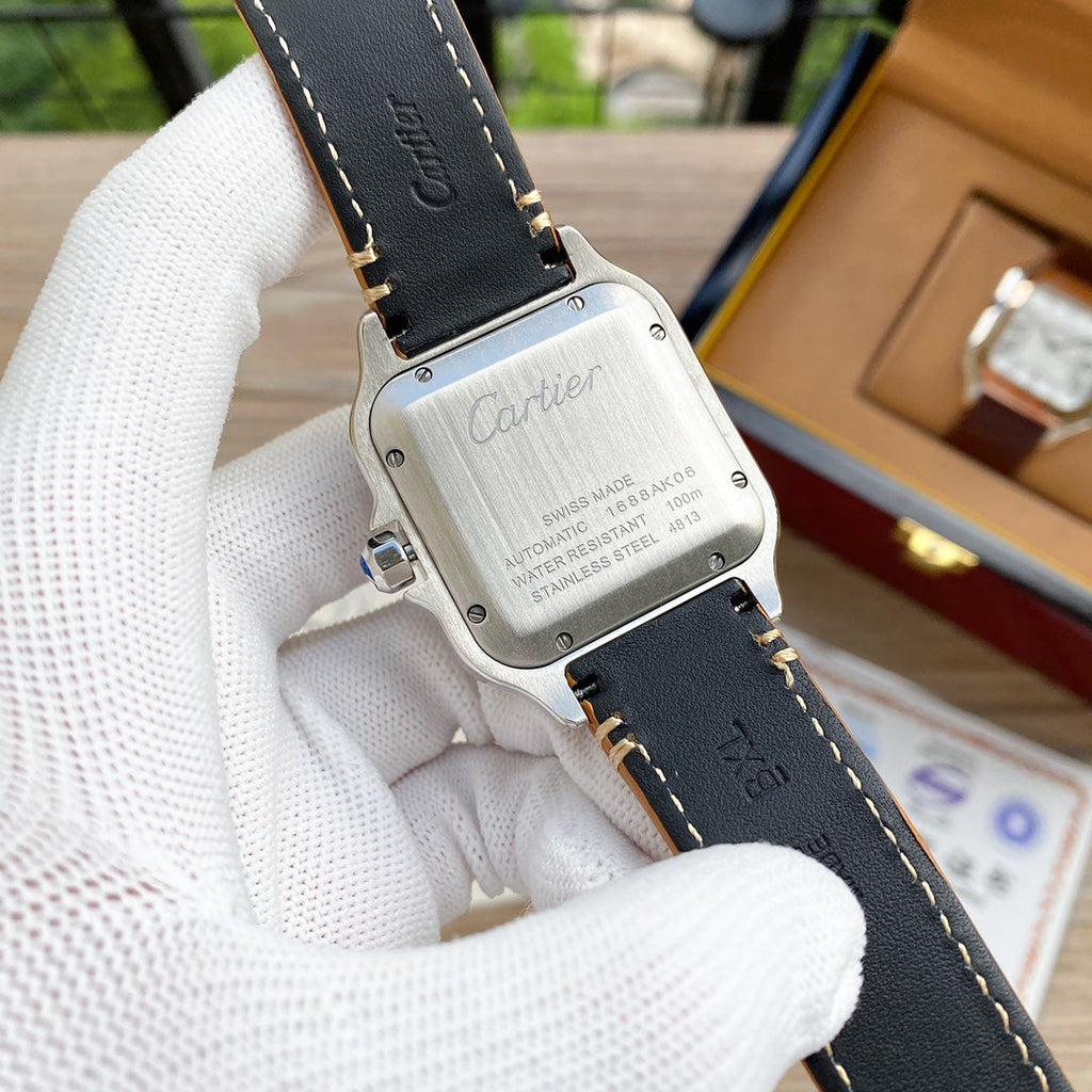 CARTIER SANTOS 38MM ROSE GOLD STEEL AUTOMATIC LEATHER