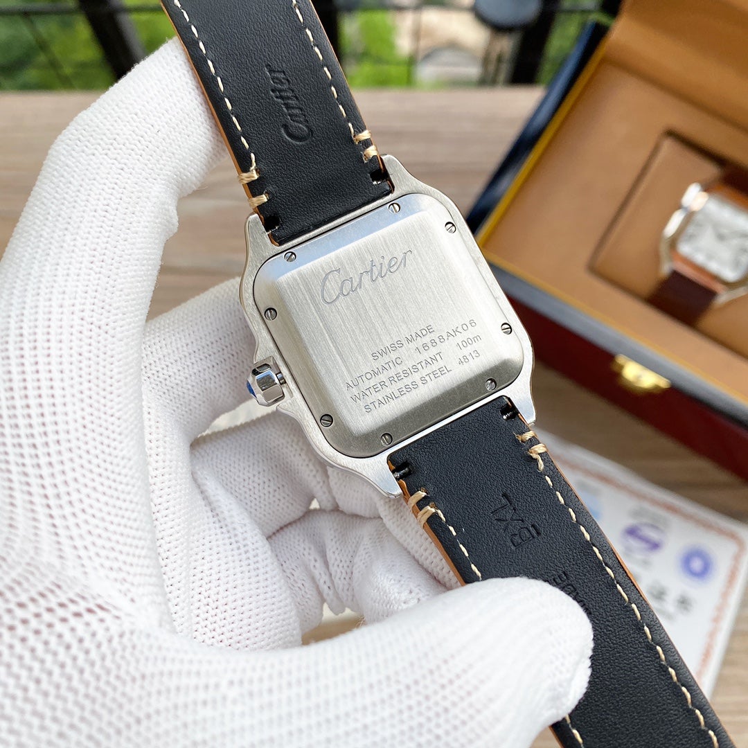 CARTIER SANTOS 38MM ROSE GOLD STEEL AUTOMATIC LEATHER