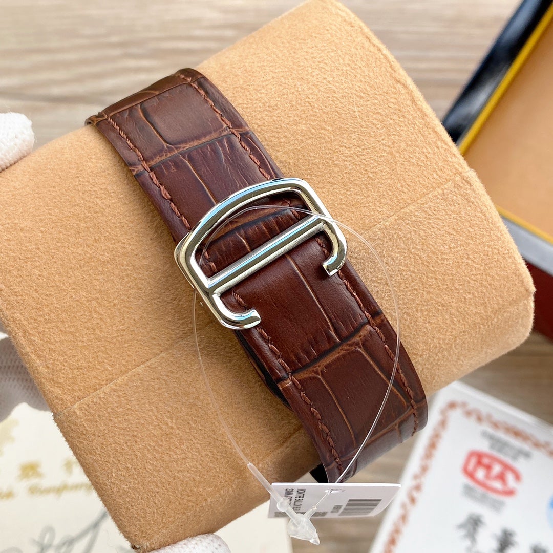 CARTIER SANTOS 38MM ROSE GOLD STEEL AUTOMATIC LEATHER