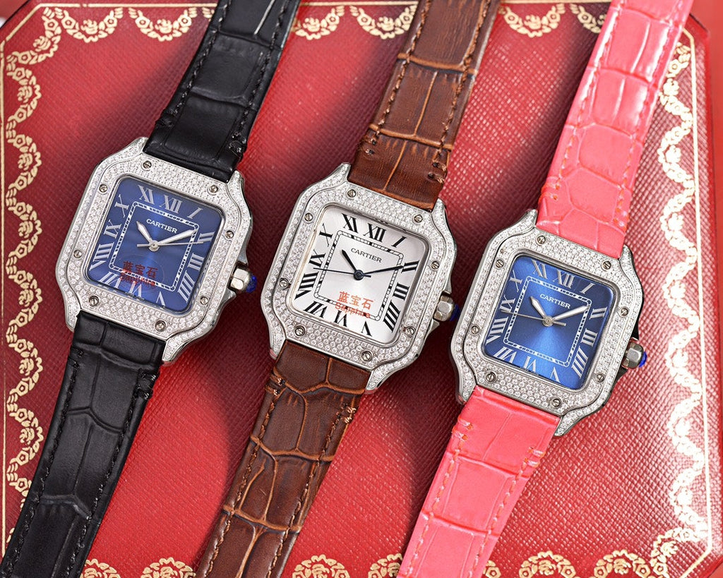 CARTIER SANTOS LADY 35MM QUARTZ STEEL CASE LEATHER