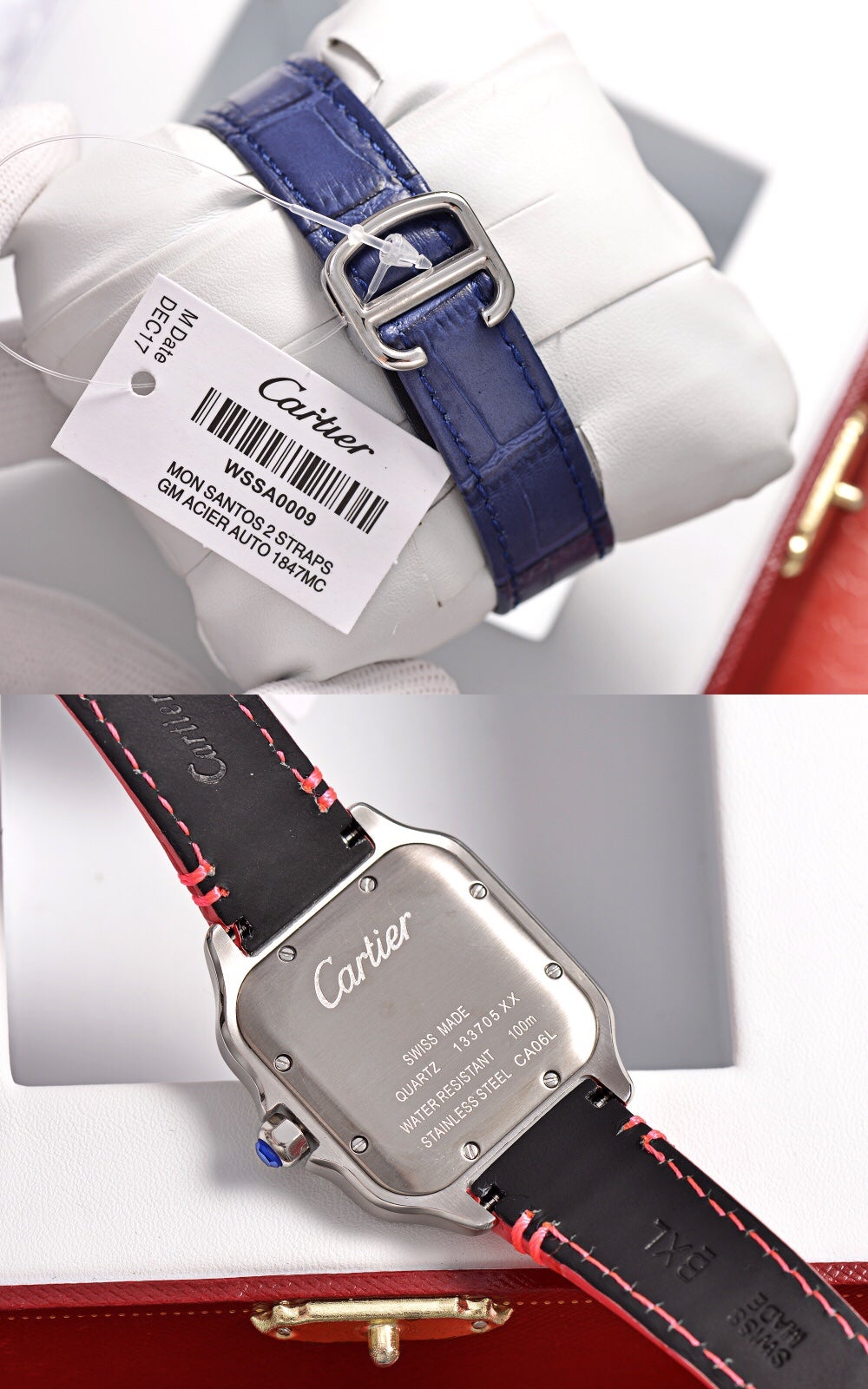 CARTIER SANTOS LADY 35MM QUARTZ STEEL CASE LEATHER