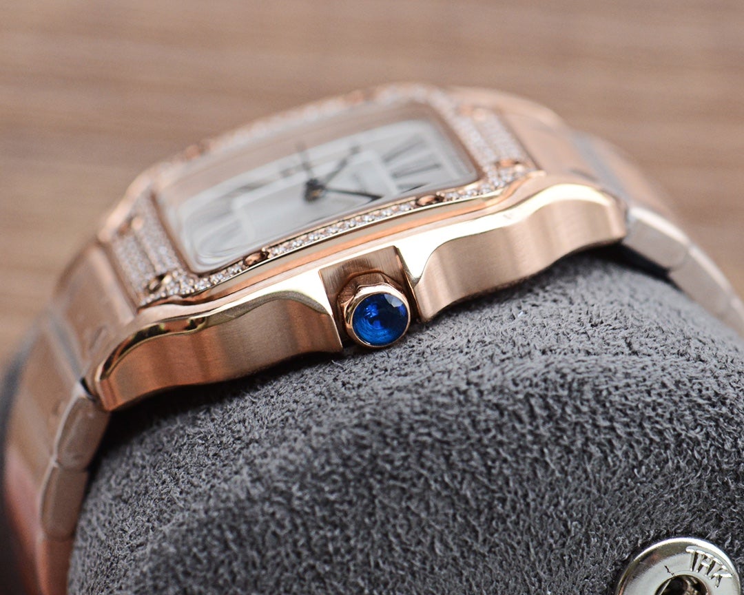 CARTIER SANTOS LADY 35MM QUARTZ 35MM ROSE GOLD DIAMOND