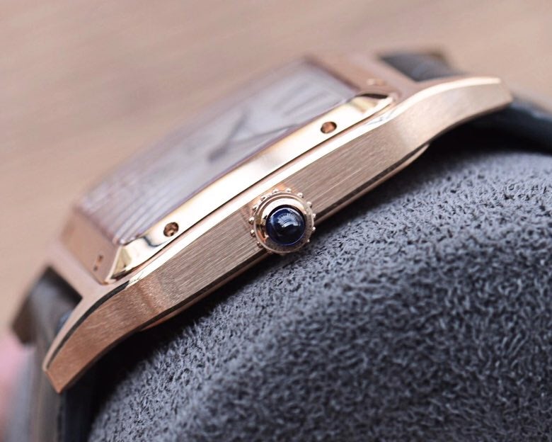 CARTIER SANTOS DUMONT QUARTZ 33MM ROSE GOLD LEATHER