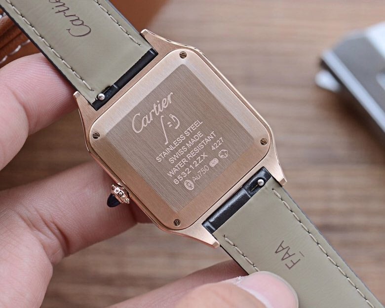 CARTIER SANTOS DUMONT QUARTZ 33MM ROSE GOLD LEATHER