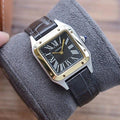 CARTIER SANTOS DUMONT QUARTZ 33MM GOLD LEATHER