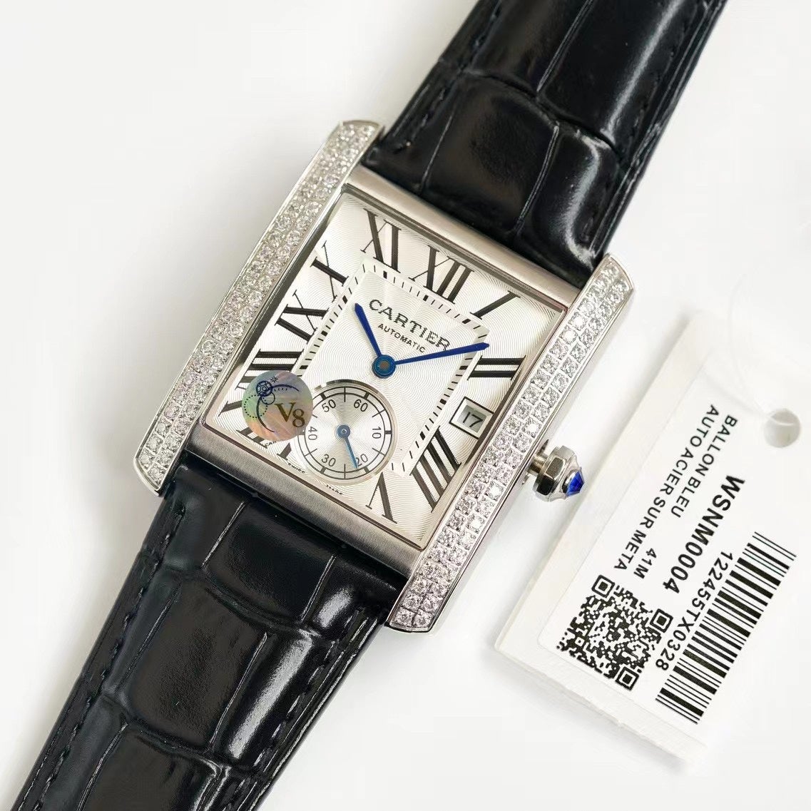 CARTIER TANK MC LADIES SECOND TIME STEEL CASE DIAMOND BEZEL