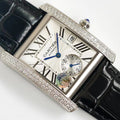 CARTIER TANK MC LADIES SECOND TIME STEEL CASE DIAMOND BEZEL