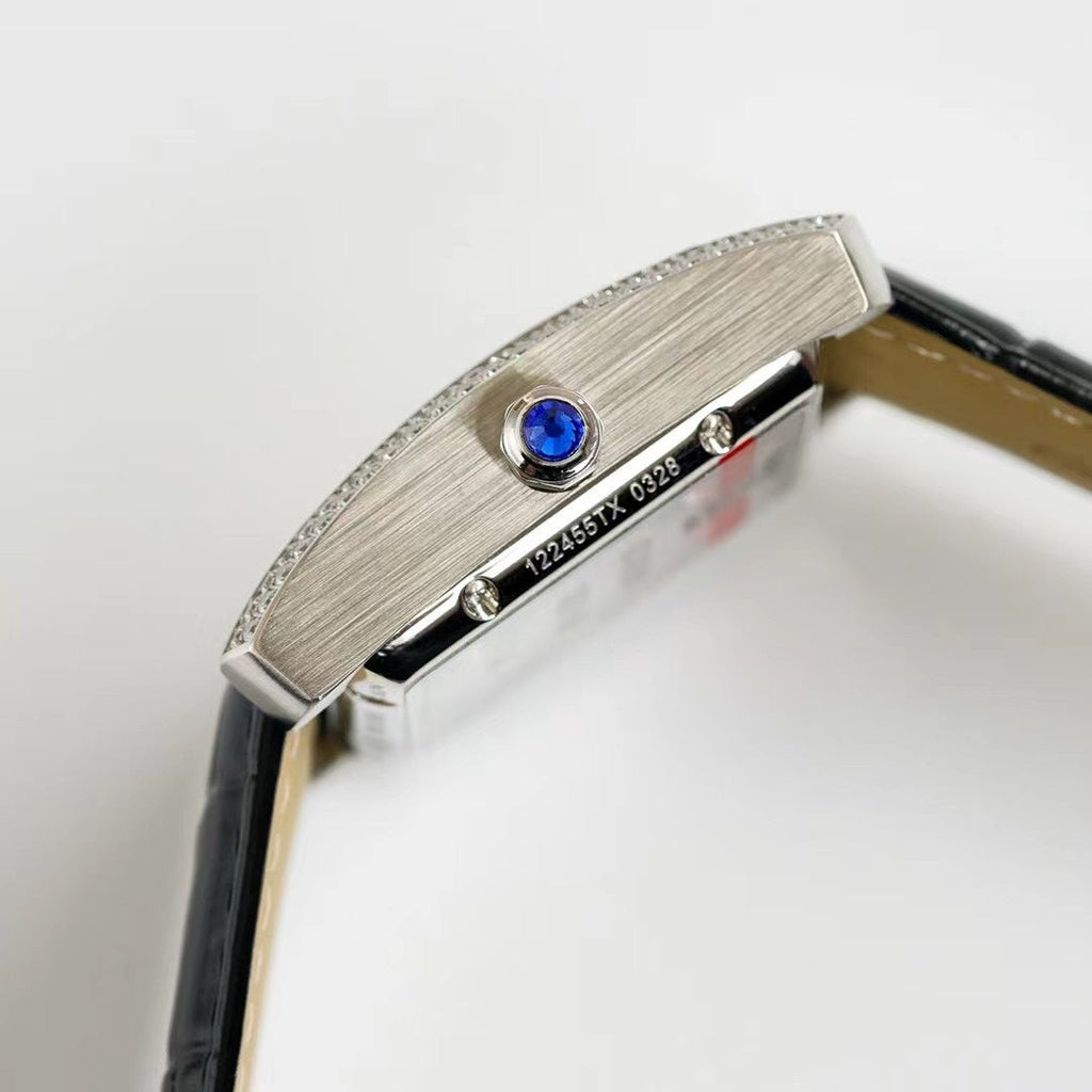 CARTIER TANK MC LADIES SECOND TIME STEEL CASE DIAMOND BEZEL