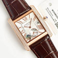 CARTIER TANK MC LADIES SECOND TIME GOLD CASE DIAMOND BEZEL