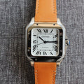 CARTIER SANTOS 34MM STEEL CASE BROWN LEATHER