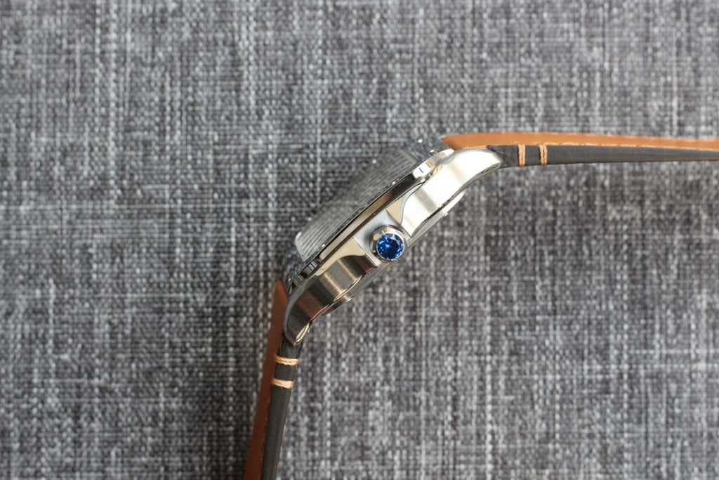 CARTIER SANTOS 34MM STEEL CASE BROWN LEATHER