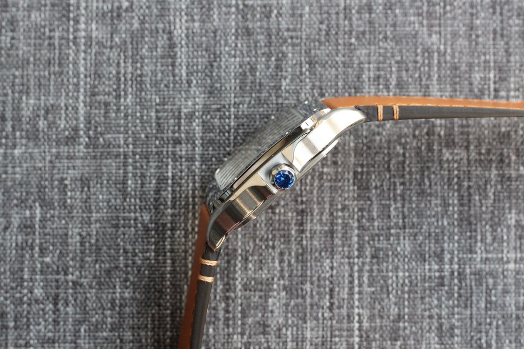 CARTIER SANTOS 34MM STEEL CASE BROWN LEATHER