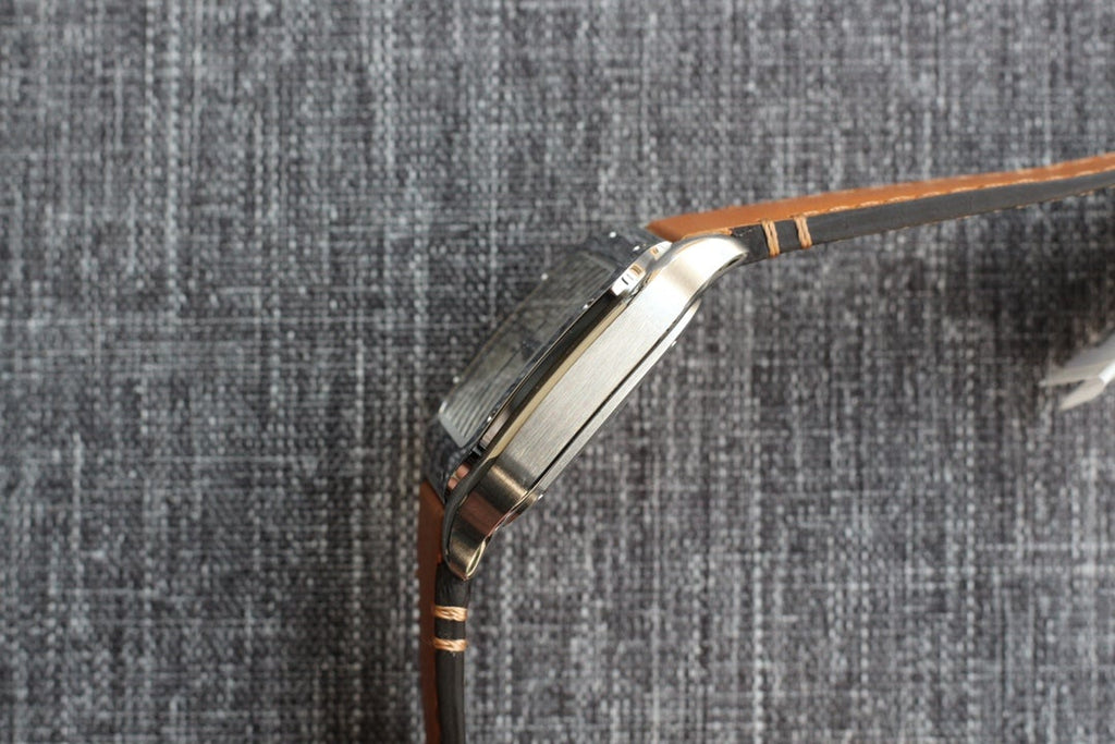 CARTIER SANTOS 34MM STEEL CASE BROWN LEATHER