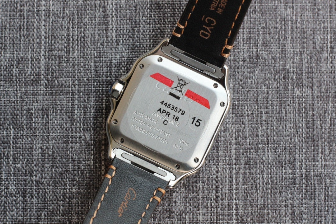 CARTIER SANTOS 34MM STEEL CASE BROWN LEATHER