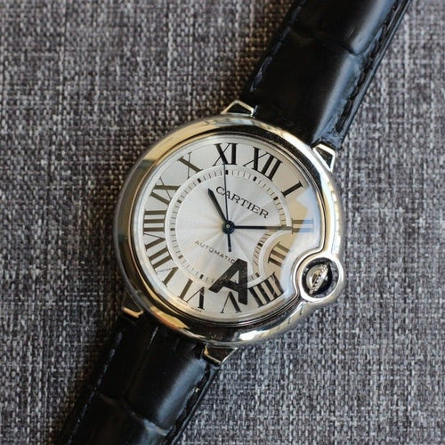 CARTIER BALLON BLEU LADIES AUTOMATIC LEATHER STRAP
