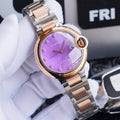 CARTIER BALLON BLEU 33MM ROSE GOLD PURPLE DIAL