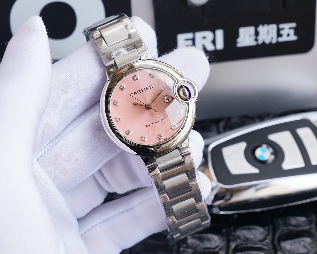 CARTIER BALLON BLEU 33MM STEEL CASE DIAMOND NUMERALS
