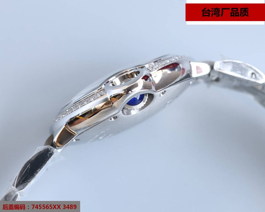 CARTIER BALLON BLEU 33MM STEEL ICE BLUE DIAL DIAMOND BEZEL