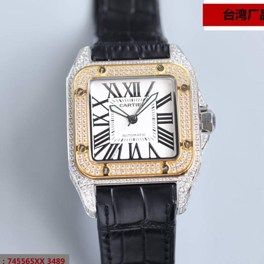CARTIER SANTOS 100XL 42MM DIAMOND GOLD BEZEL
