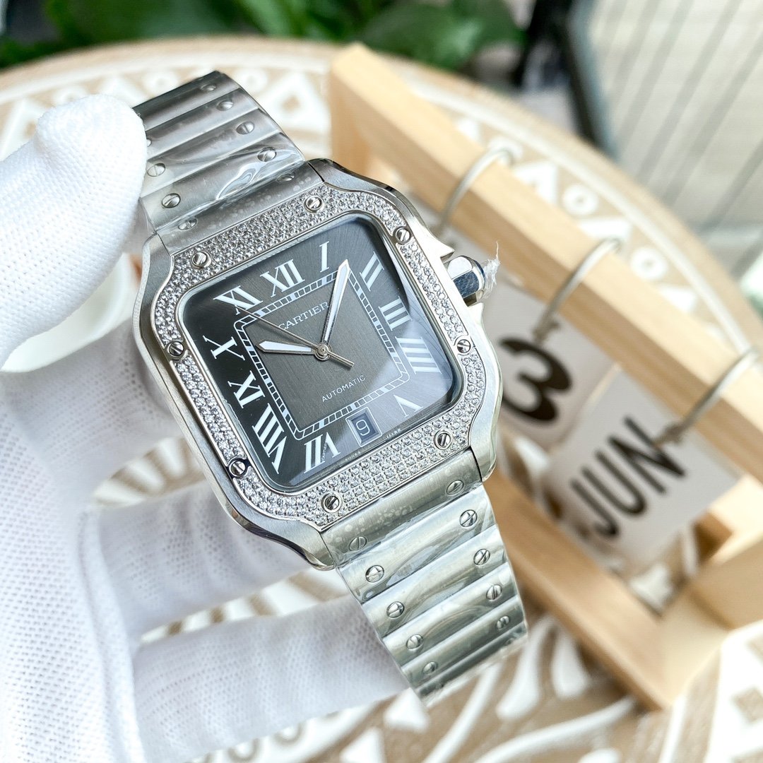 CARTIER SANTOS DE CARTIE STEEL GREY DIAL