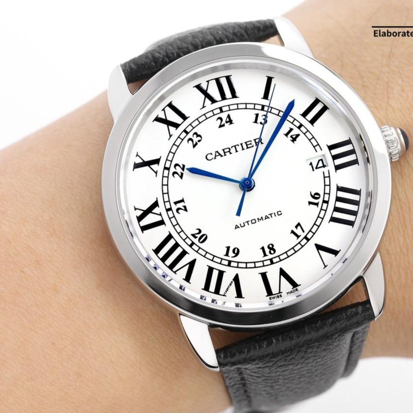 CARTIER RONDE SOLO DE CARTIE WHITE DIAL BLACK LEATHER
