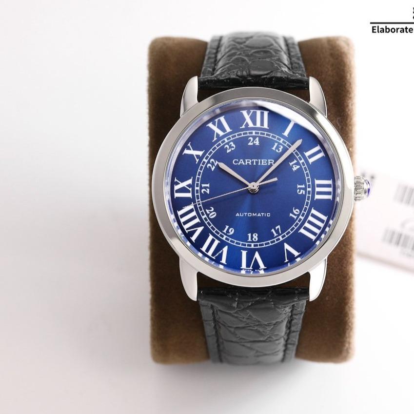 CARTIER RONDE SOLO DE CARTIE WHITE DIAL BLACK LEATHER