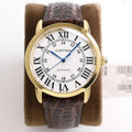 CARTIER RONDE SOLO DE CARTIE WHITE DIAL BLACK LEATHER