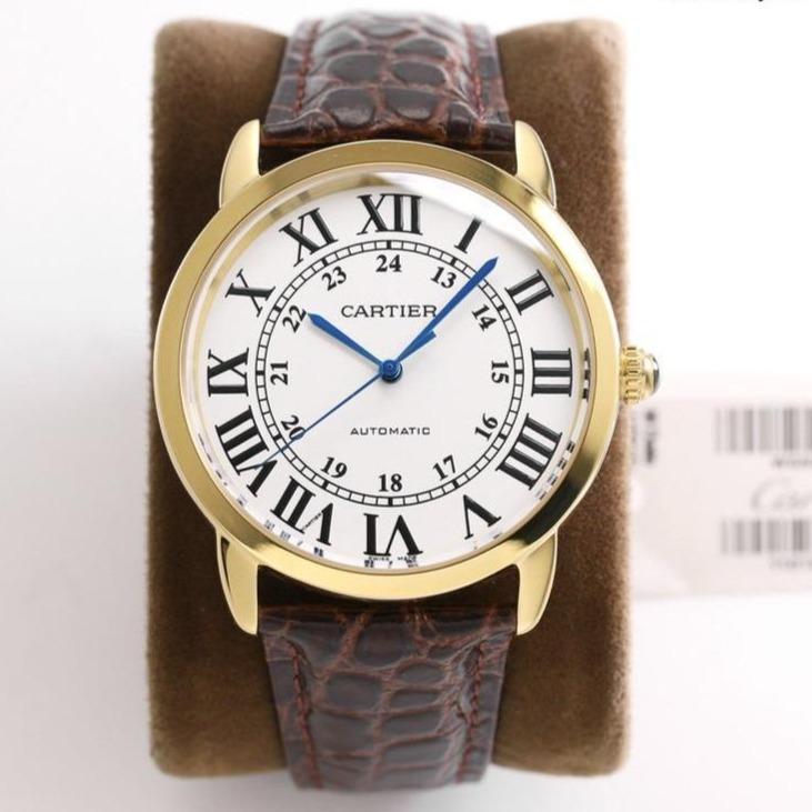 CARTIER RONDE SOLO DE CARTIE WHITE DIAL BLACK LEATHER