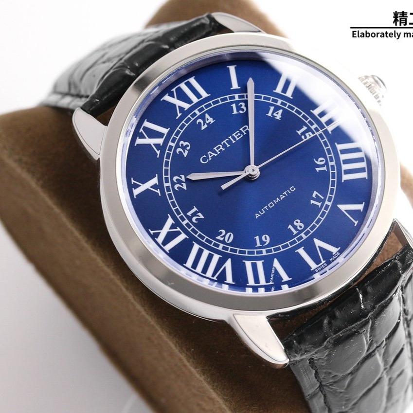 CARTIER RONDE SOLO DE CARTIE WHITE DIAL BLACK LEATHER