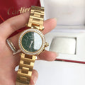 CARTIER CARTIE PASHA 35MM QUARTZ GOLD CASE DIAMOND BEZEL BLUE DIAL